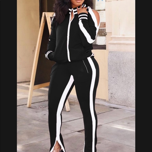 Pants - Cold shoulder Royal Blue 2 piece fashion track suit
